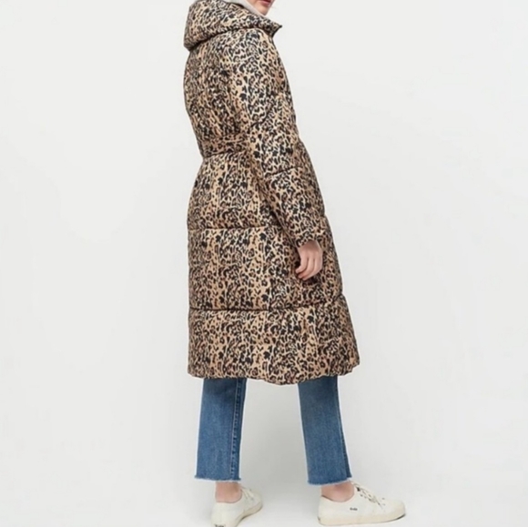 JCrew Leopard Long Belted Puffer - Picture 4 of 7